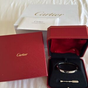 Cartier 18k white gold love bangle. Size 18. Worn only a handful of times.